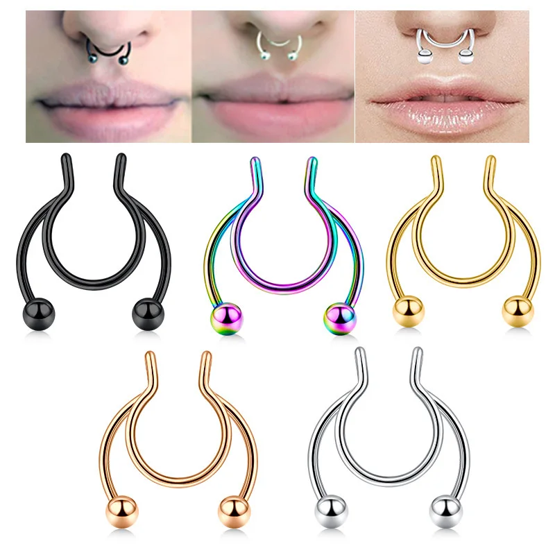 Body Jewelry Nose Studs - Anillo de nariz falso en forma