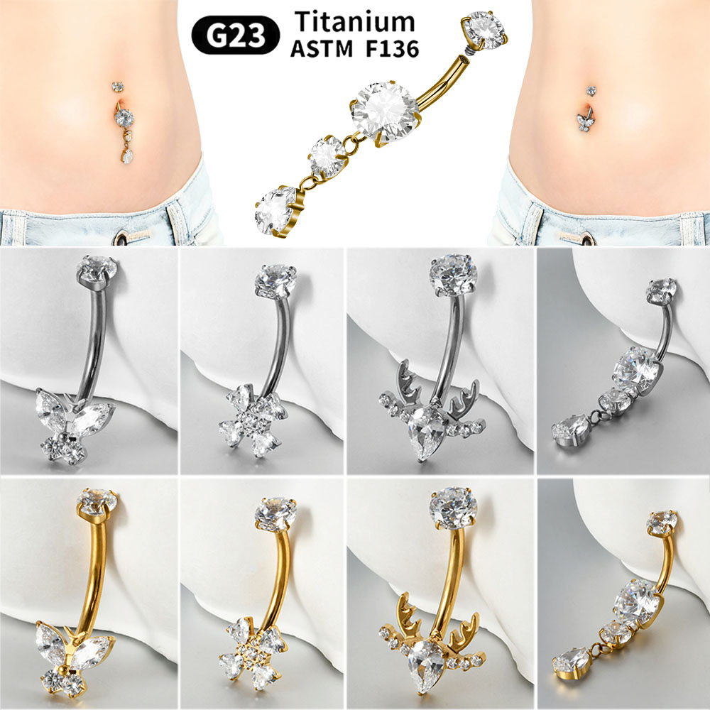 Belly Bar Titanium - 1 pieza de titanio flor/mariposa Marquesa