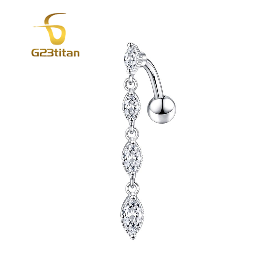 Belly Bar Titanium - Anillos de ombligo invertidos largos de