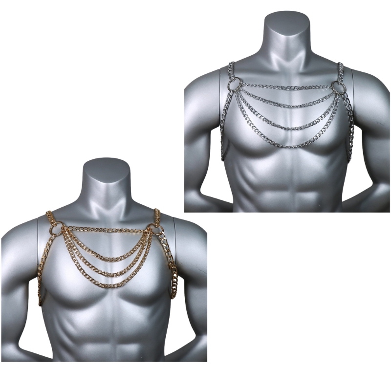 Body Jewelry Harness - Cadena Metal para pecho para hombre,