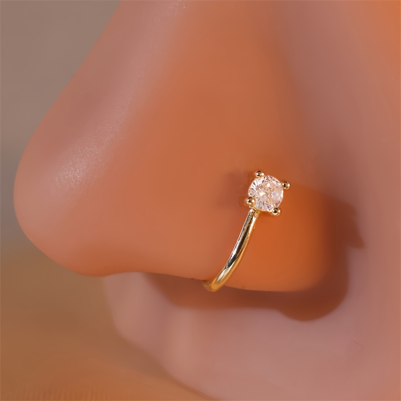 Body Jewelry Nose Studs - Anillo de nariz redondo de circón