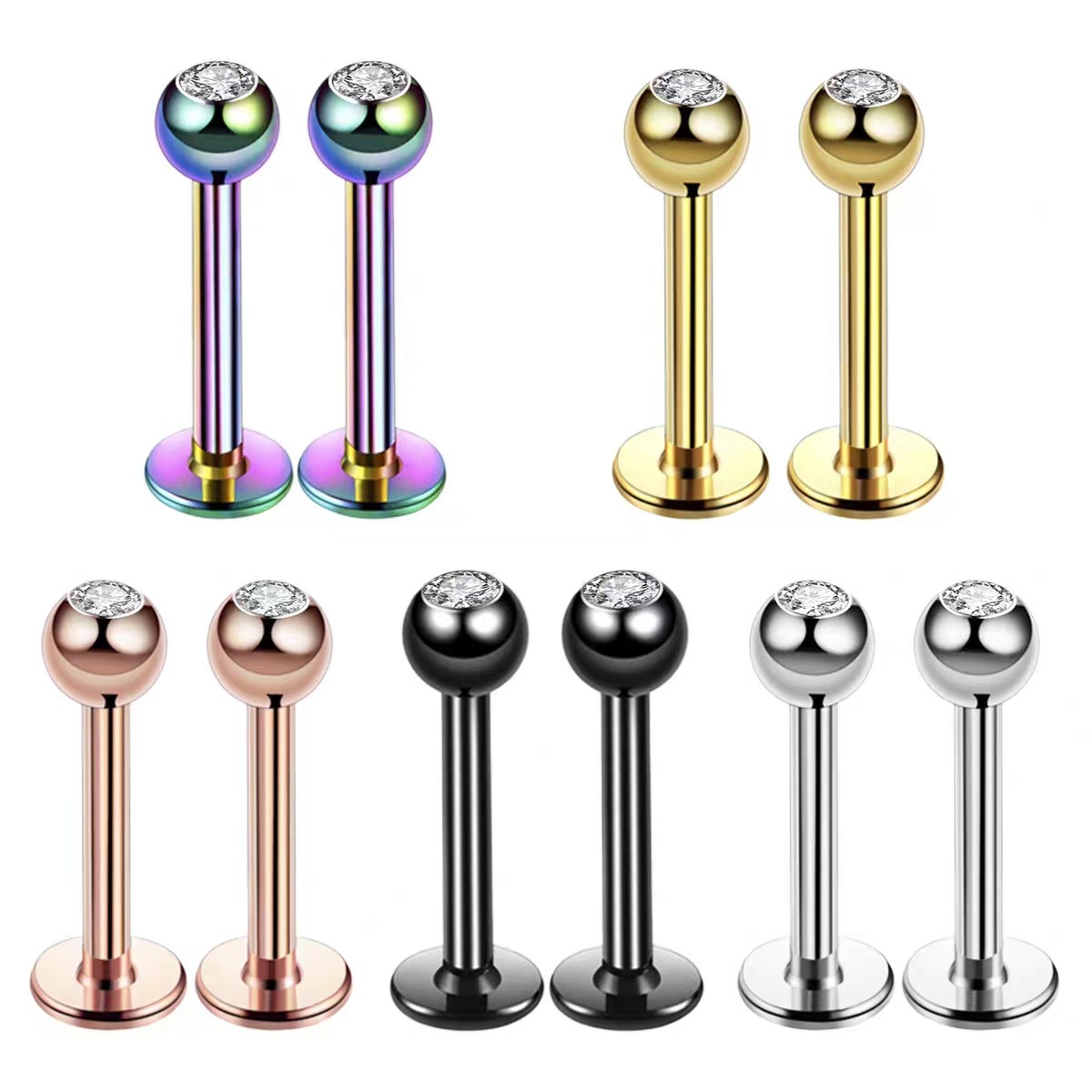 Body Jewelry Ear Piercing - Pendiente de acero quirúrgico 16G con