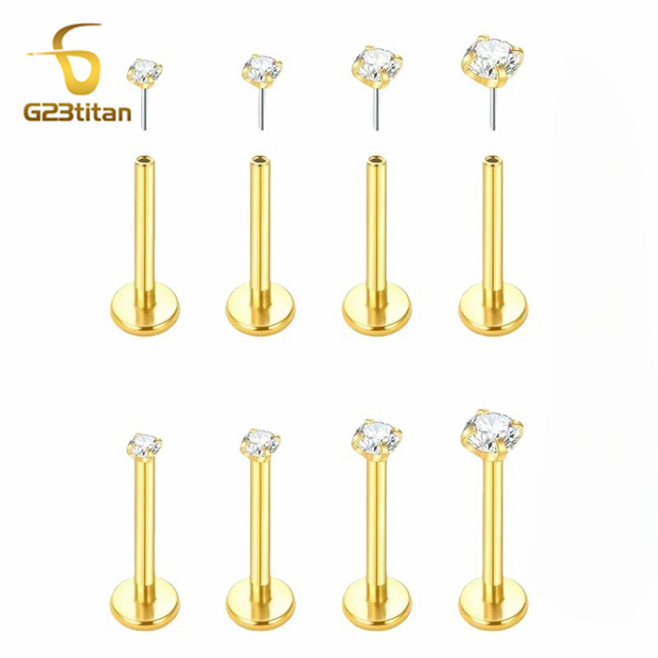 Flat Back Labret Stud - 2 piezas de Pendientes de Titanio