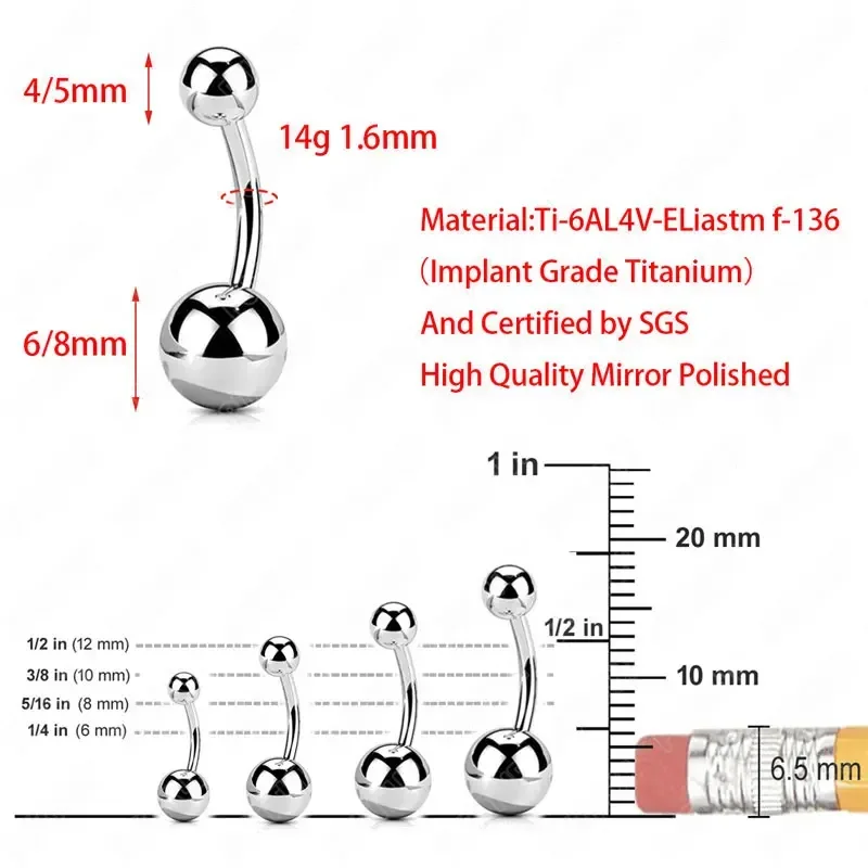 Anillo de ombligo perforado de - Belly Bar Titanium reseña y precio