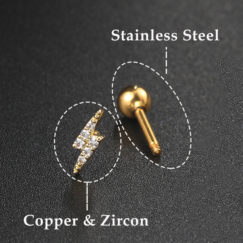Pendientes de tuerca con forma - Flat Back Labret Stud reseña y precio