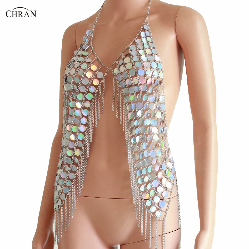 Chran-Top corto de sirena con  - Body Jewelry Vest reseña y precio
