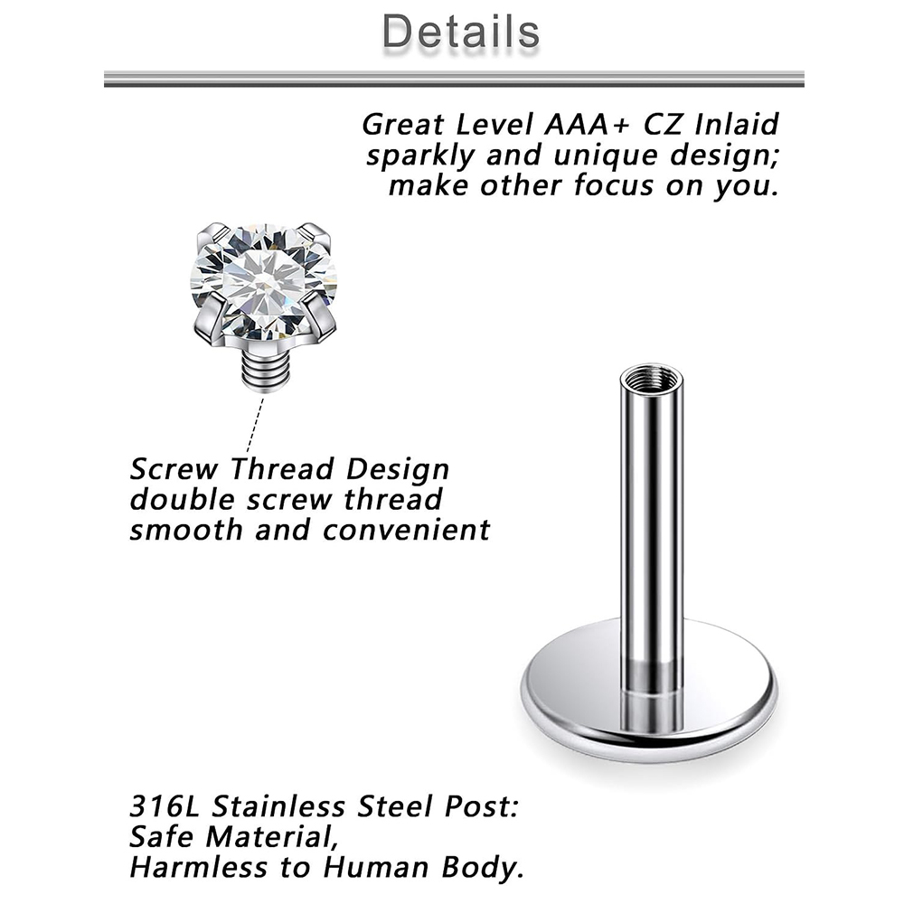 13 Uds Labret Piercing Set ace - Flat Back Labret Stud reseña y precio
