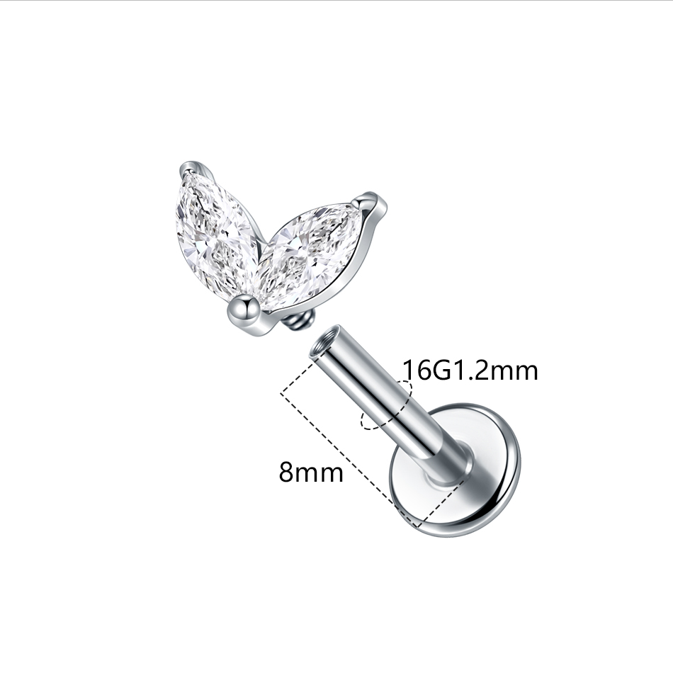 1 pendiente de titanio blanco  - Flat Back Labret Stud reseña y precio