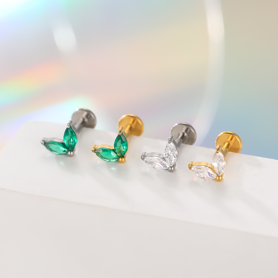 1 pendiente de titanio blanco  - Flat Back Labret Stud reseña y precio