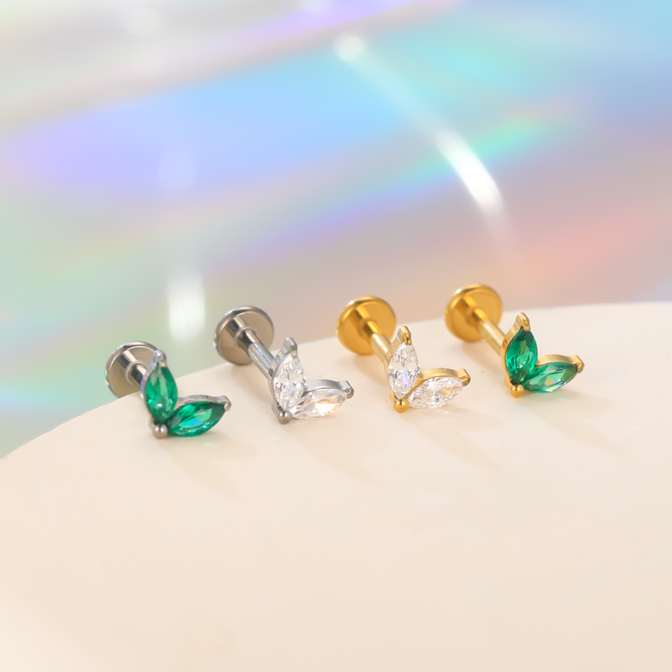 1 pendiente de titanio blanco  - Flat Back Labret Stud reseña y precio