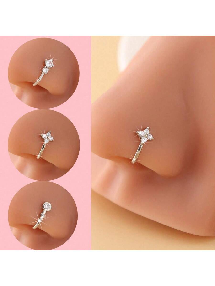 3 aros para la nariz dorados,  - Body Jewelry Nose Studs reseña y precio