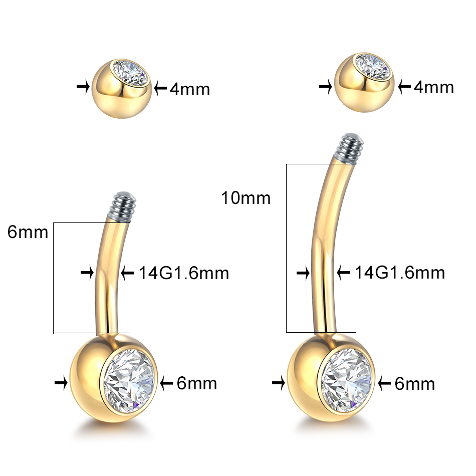 1 pieza G23 anillo de ombligo  - Belly Bar Titanium reseña y precio