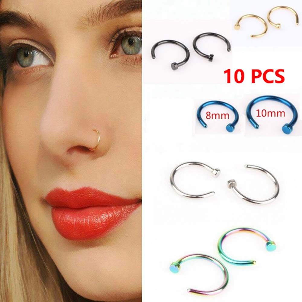 10 piezas de acero inoxidable  - Body Jewelry Nose Studs reseña y precio