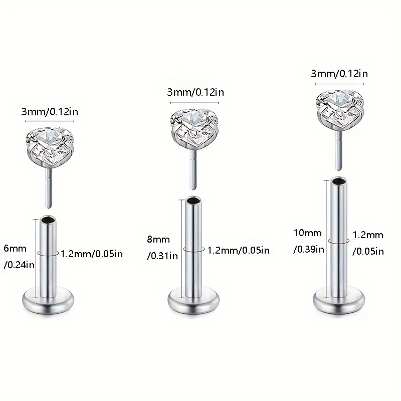 6 piezas de pendientes sin ros - Flat Back Labret Stud reseña y precio