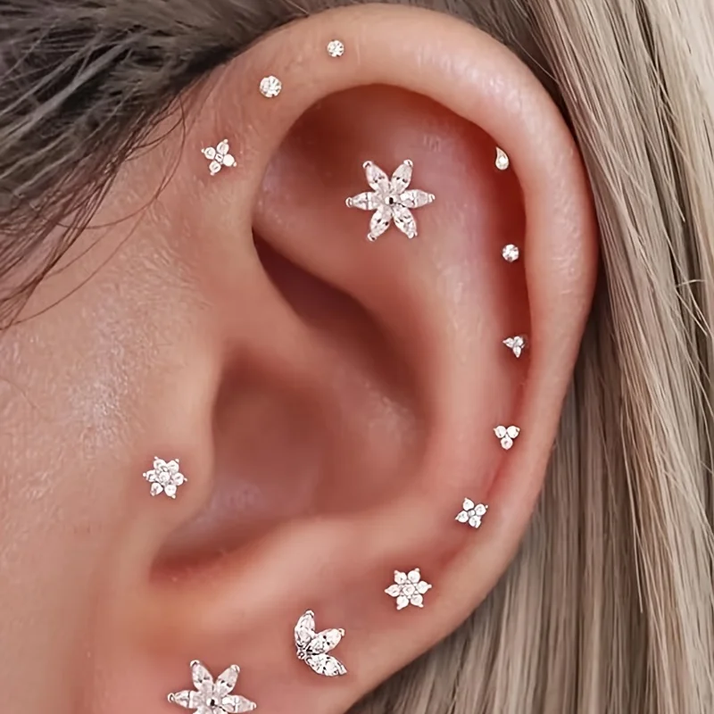 6 piezas de pendientes sin ros - Flat Back Labret Stud reseña y precio