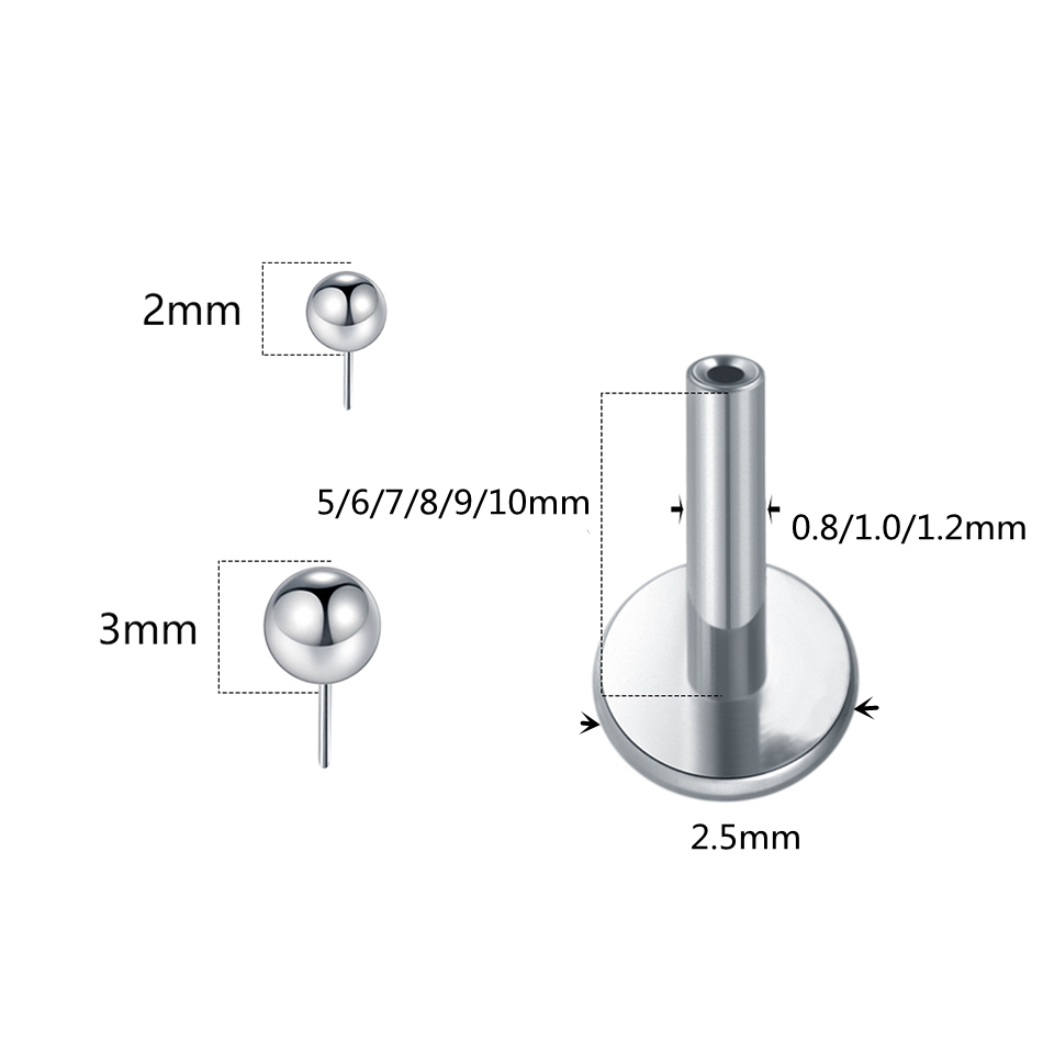 1/10 Uds bolas de empuje de ti - Flat Back Labret Stud reseña y precio