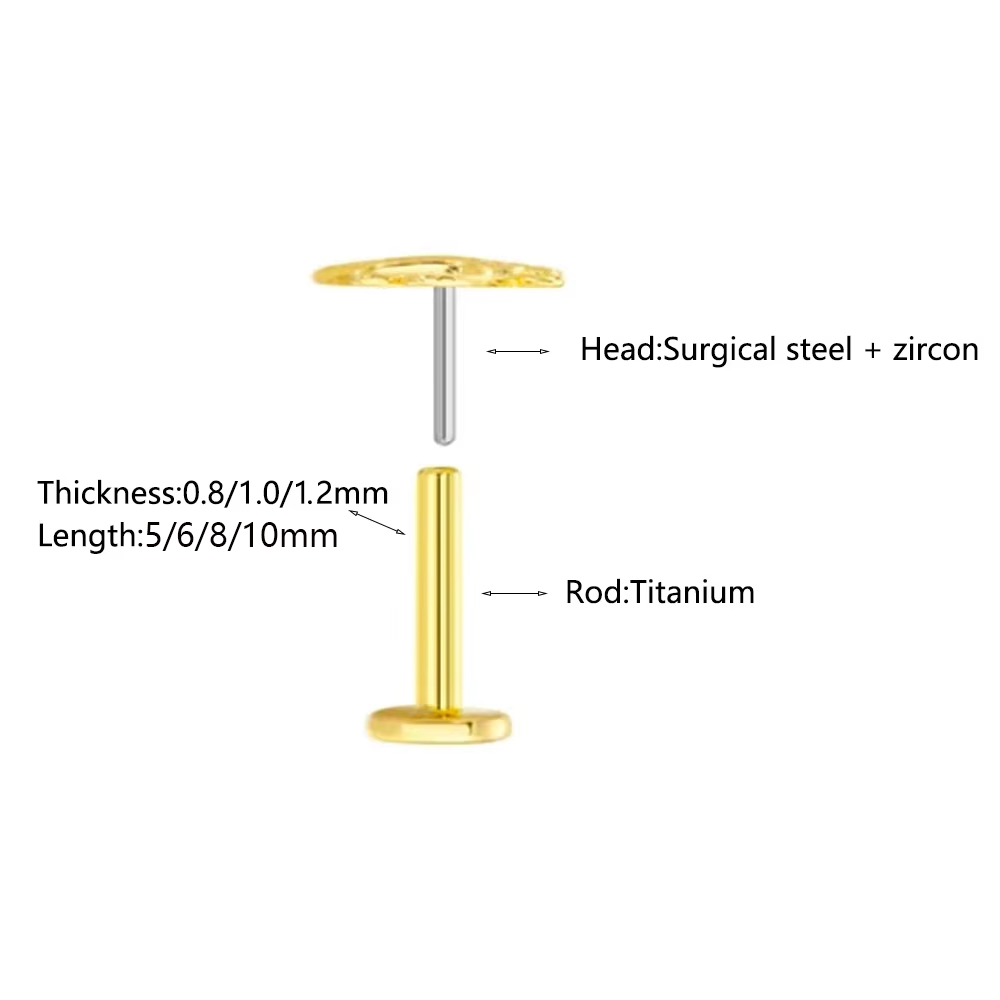 1 pieza Pendiente de piercing  - Flat Back Labret Stud reseña y precio