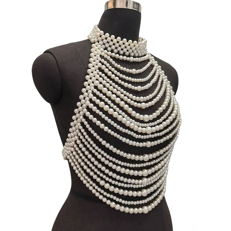 2026 Bralette de perlas blanca - Body Jewelry Vest reseña y precio
