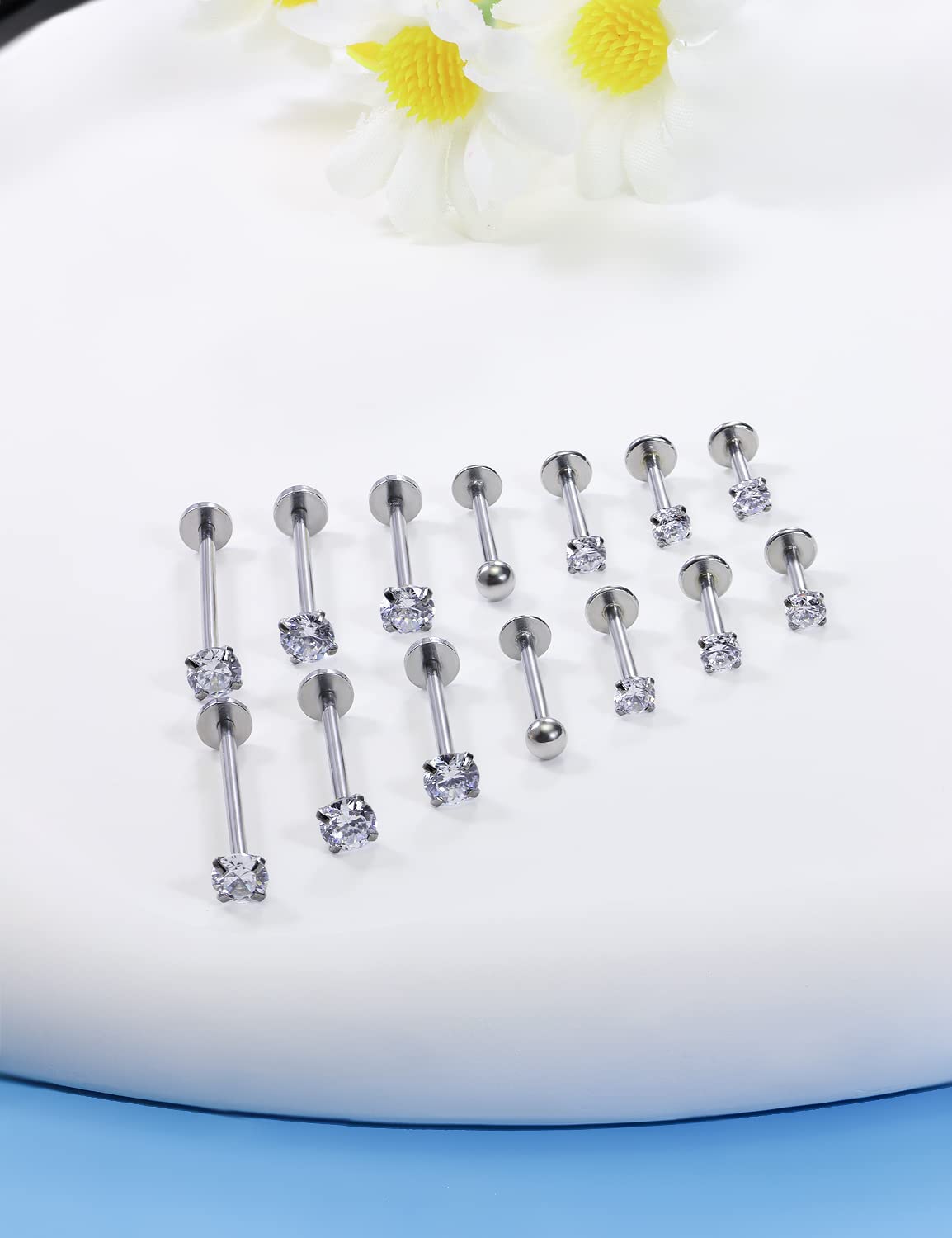 16g diferentes tamaños de pern - Flat Back Labret Stud reseña y precio