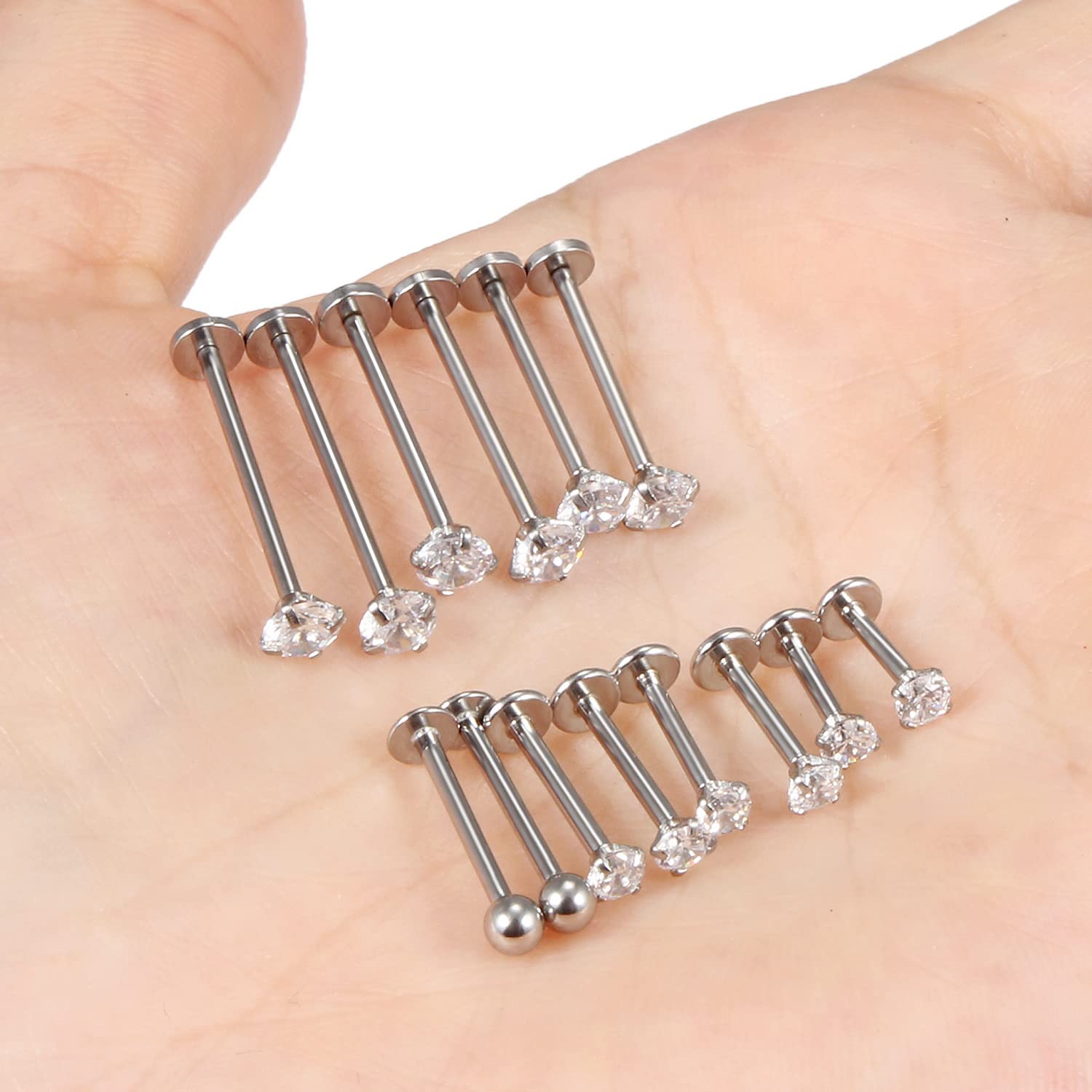 16g diferentes tamaños de pern - Flat Back Labret Stud reseña y precio