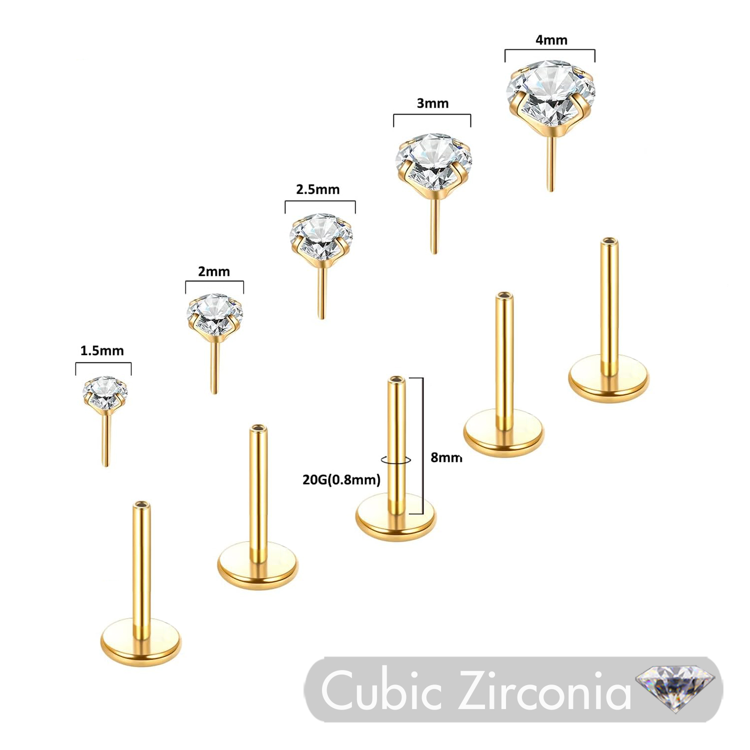 5 piezas de acero inoxidable p - Flat Back Labret Stud reseña y precio