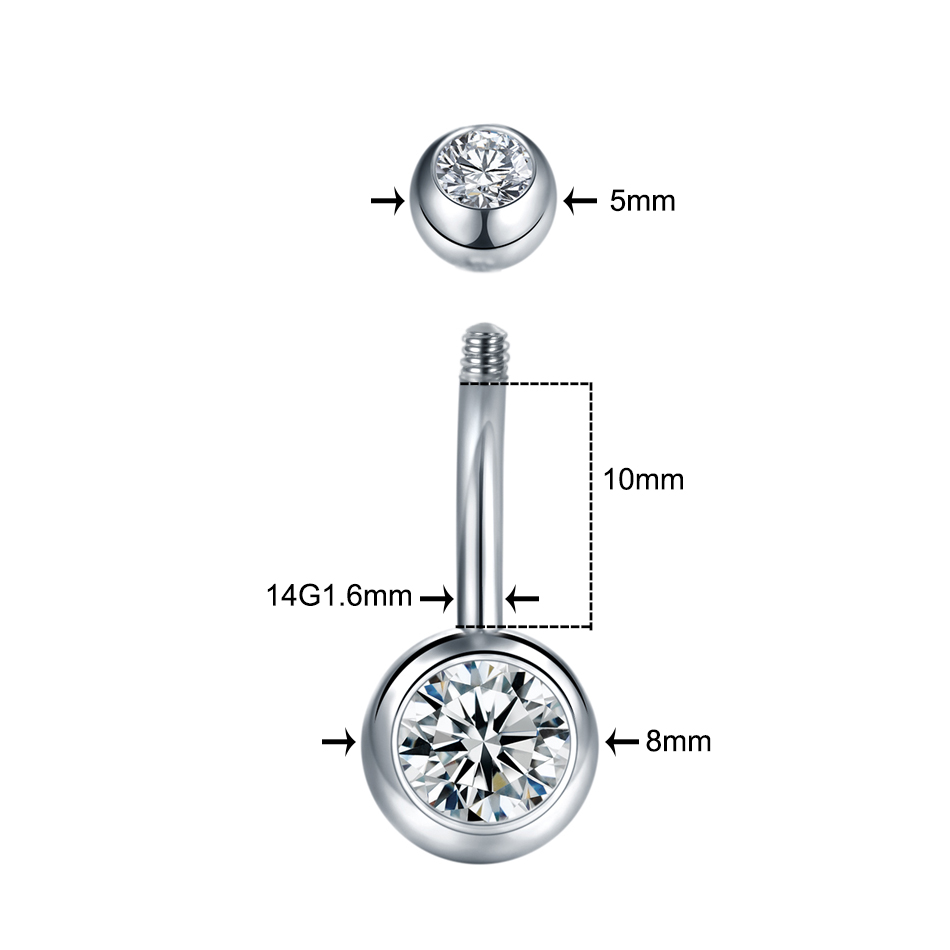 1 pieza 14G Piercing de diaman - Belly Bar Titanium reseña y precio