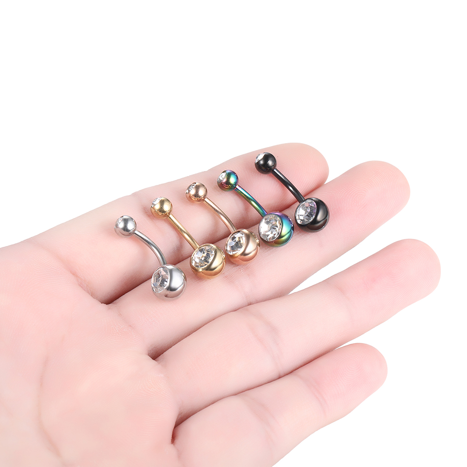1 pieza 14G Piercing de diaman - Belly Bar Titanium reseña y precio